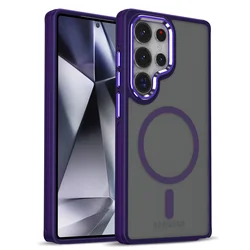 Luxury Quality Magnetic Magsafe Phone Case with Wireless Charging and Shockproof Cover for Galaxy S25+ (Purple)