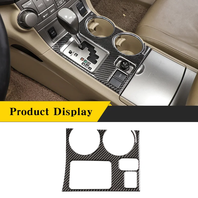 For Toyota Highlander 2009-2013 Center Control Gear Panel Trim Cover Real Carbon Fiber Shift Panel Stickers Car Accessories