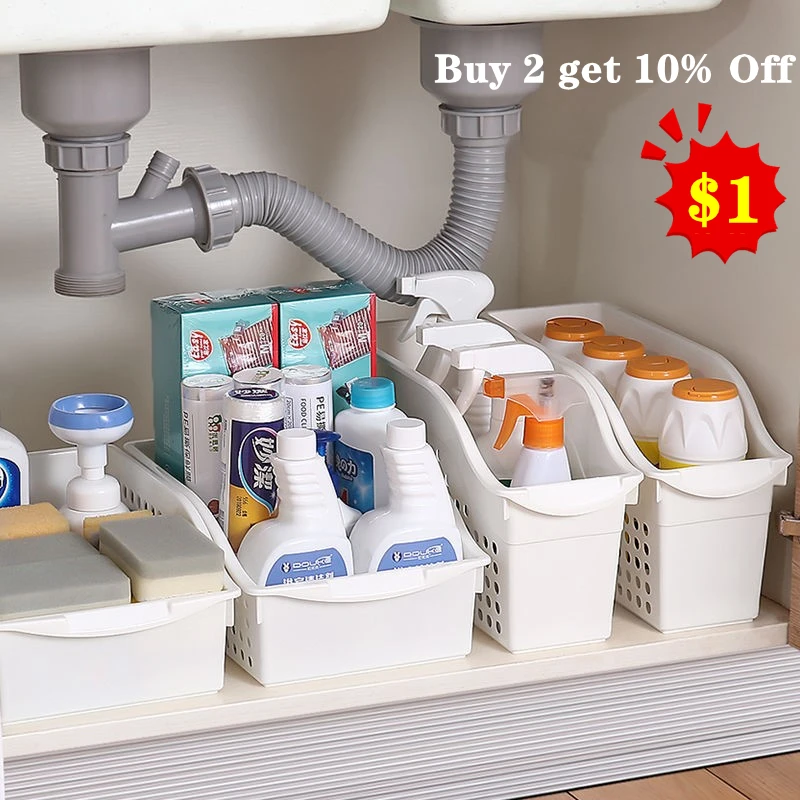 Bathroom Organizer Under Sink Drawer Storage Box With Wheel