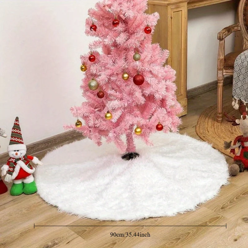 78/90/122cm Christmas Tree Skirt Pure White Long Haired Christmas Decoration Home Holiday Christmas Tree Skirt Decoration