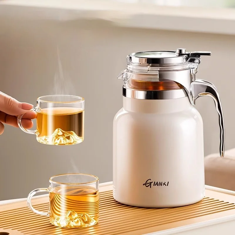 Gianxi Stainless Steel Tea Pot Vacuum Flasks Tea Water Separation Filter Teapot Large Capacity Home Kettle One Button Press