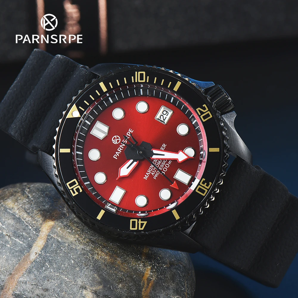 Parnsrpe Watches | Watch Diver Red | Nh35 Watches | Strap | Mechanical  Wristwatches - Men's - Aliexpress