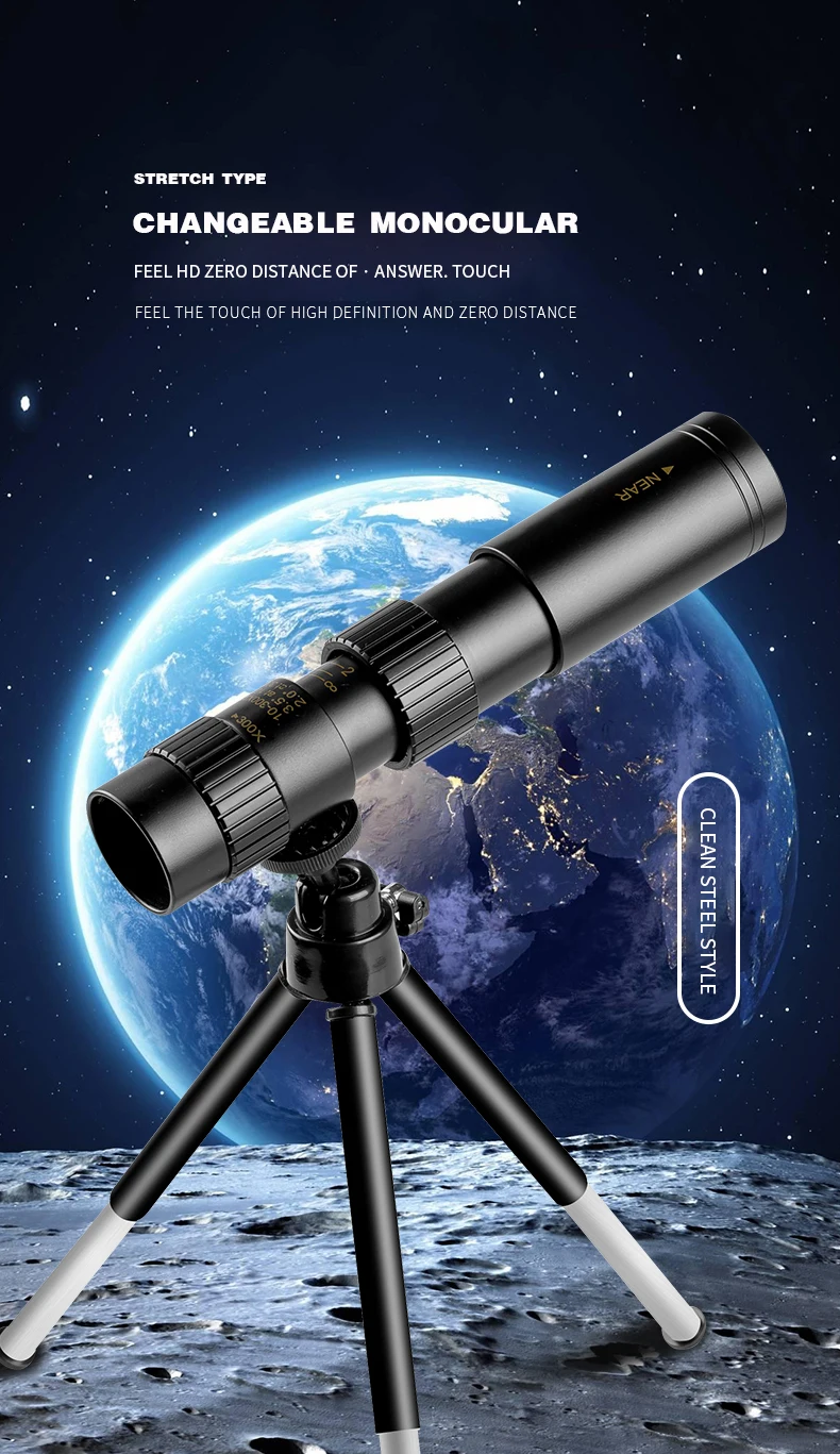 4K 10-300X40 Professional Monocular Telescope Powerful Binoculars HD Super Zoom Quality Eyepiece Portable for Hunting Camping metal tape measure