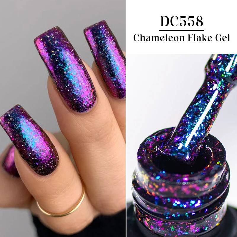 Nail Polish 7ml Chameleon Flake Gel Nail Polish Aurora Glitter Nail Gel Kit Semi Permanent Varnish Hybrid Soak Off UV for Manicure DIY