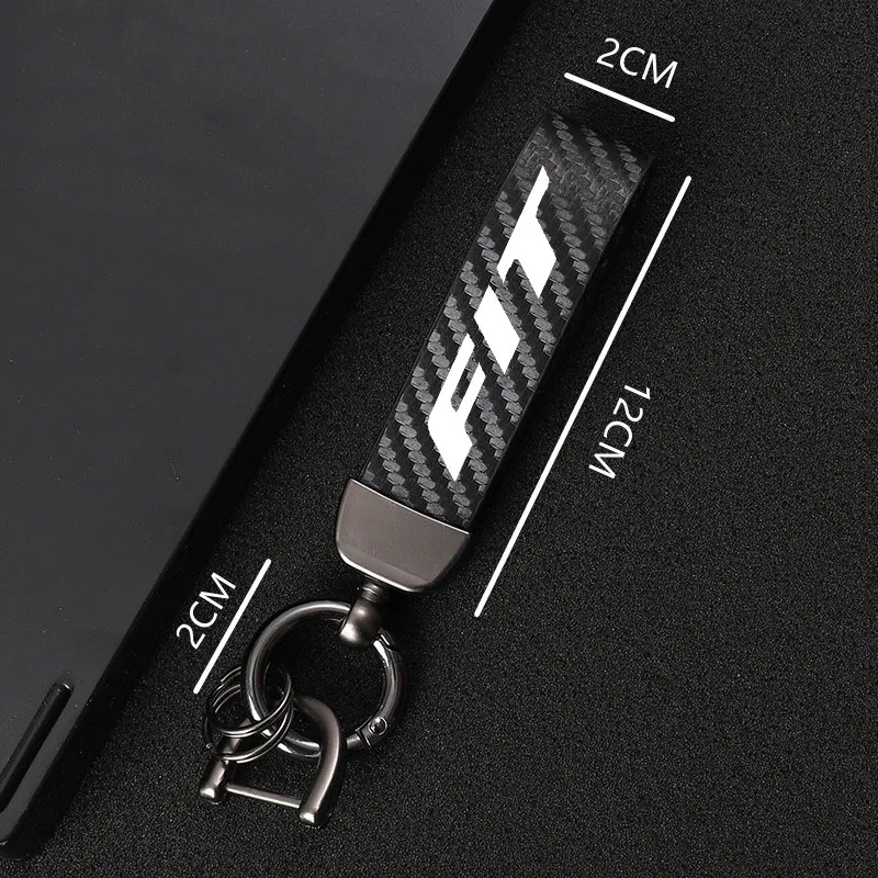 

Leather carbon fiber car keychain zinc alloy key ring for honda fit car accessories