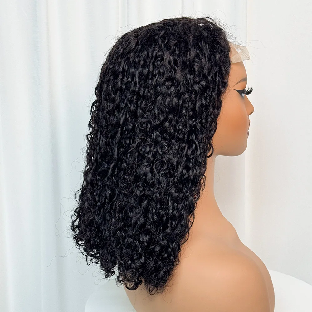 5x5 Lace 300% Density Pixie Kinky Curly Human Hair Wig SDD Double Drawn Human Hair Transparent Lace Front Wig for Black Women