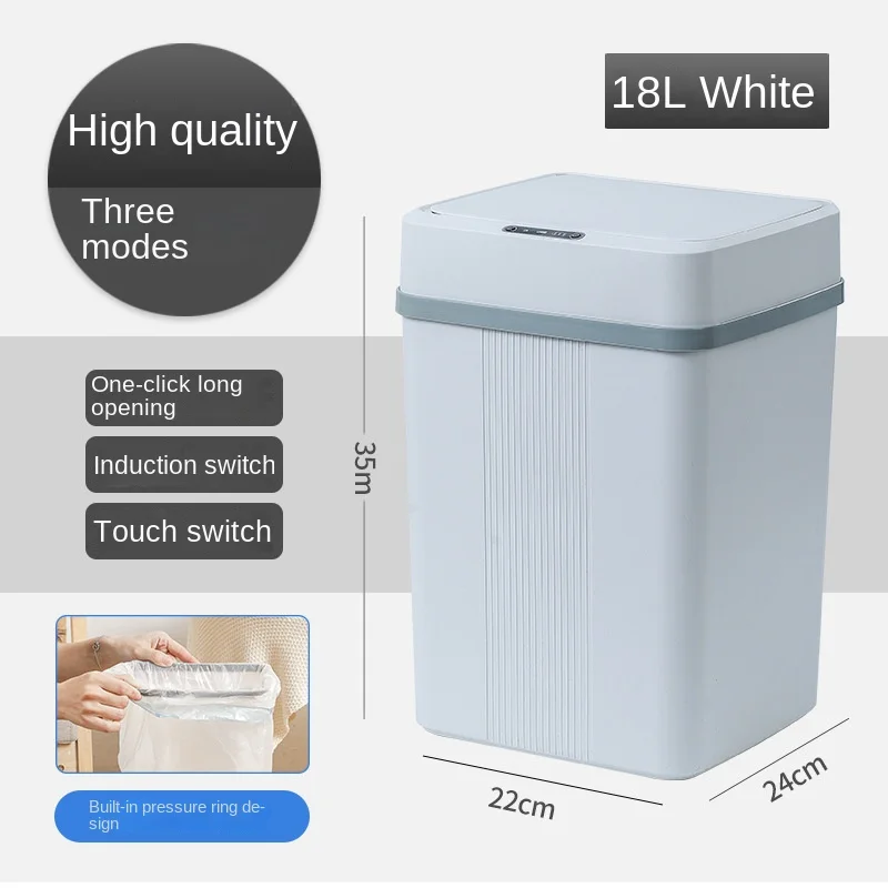 Smart Sensor Garbage Bin Kitchen Bathroom Toilet Trash Can Automatic Induction Waterproof Bin with Lid 12/14/16/18L
