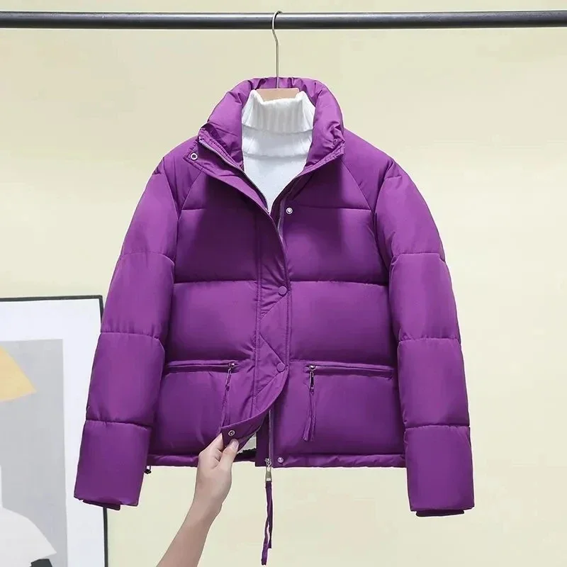 

2023 New Korean Cotton Padded Clothes Women Winter Jacket Loose Parkas Stand Collar Down Puffer Coat Thick Warm Bread Jacket