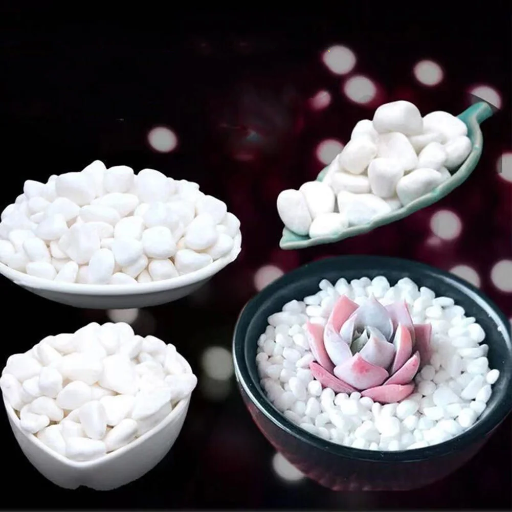 

500g Cobblestone Decorative Stone Marbles for Succulent Bonsai Fish Tank Vase Plant Little Stone Home Garden Pebbles Decor White