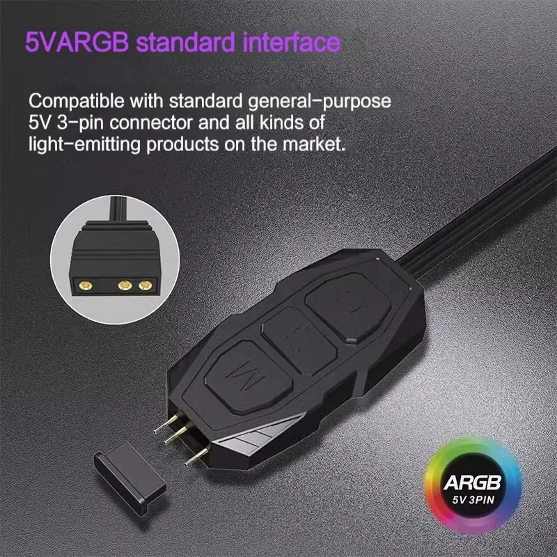 LDPCSJ SATA 인터페이스 5V 3PIN ARGB 컨트롤러 연장 케이블 PC 팬 CPU 쿨러 팬 라이트 스트립용 라이트 컨트롤러 어댑터