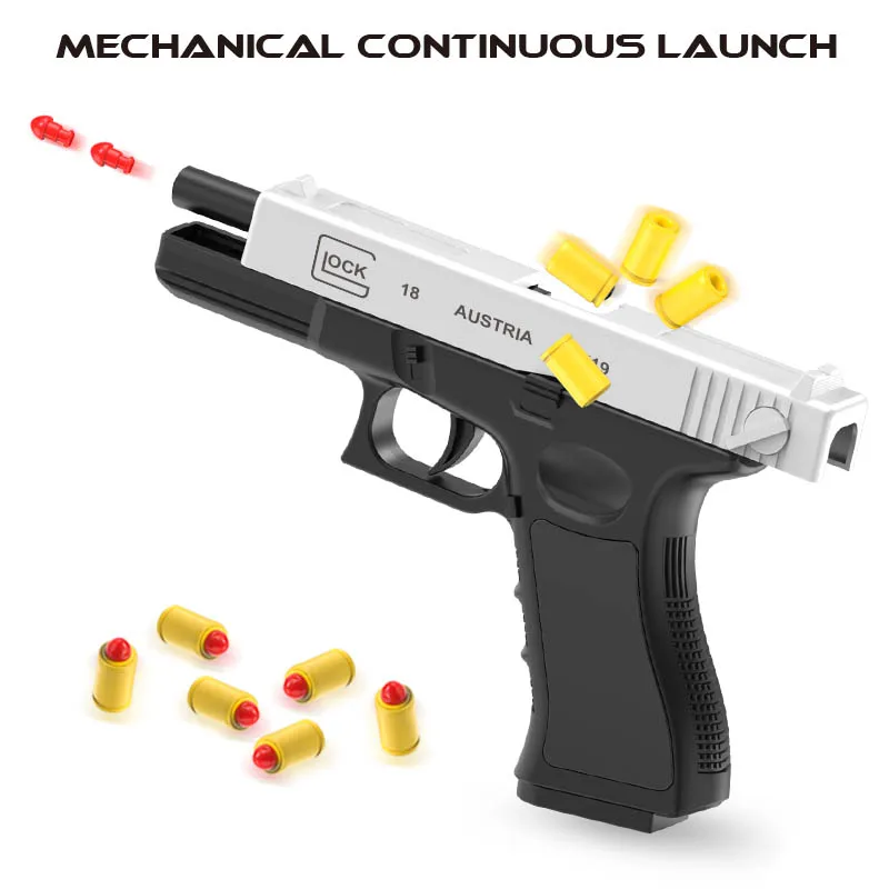 New Black Toy Gun. Automatic Shell Ejection Soft Bullet Air Gun, Empty Hold Hanging Machine, Automatic Loading 3
