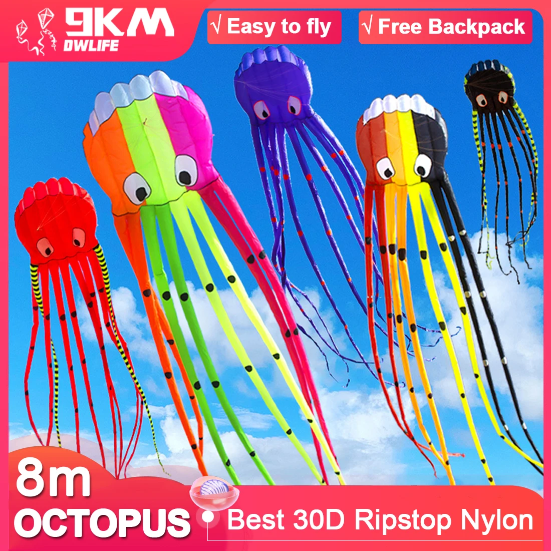 9km-13color-big-octopus-kite-8m-large-single-line-soft-inflatable-kite-30d-ripstop-polyester-fabric-with-bag
