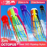 9KM 13color Big Octopus Kite 8m Large Single Line Soft Inflatable Kite 30D Ripstop Polyester Fabric with Bag 1