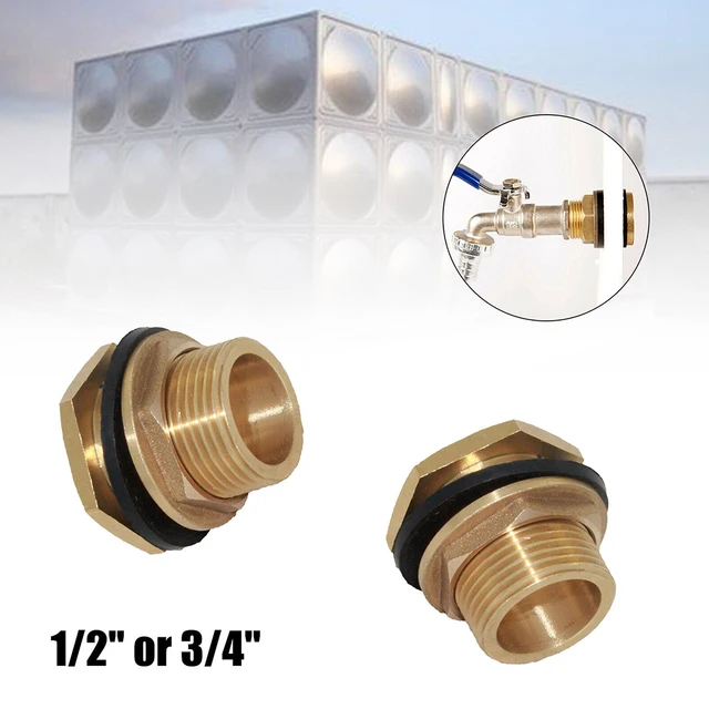 thumbnail image 2 of Bulkhead Tank Fittings Near Me Double Female Hose Connector 4-Pack PVC Bulkhead Fittings - 3/4" Male & 1/2" Female Threads (Rain Barrel/Aquarium) Water Barrel Plastic Tank Connector 2 of 14