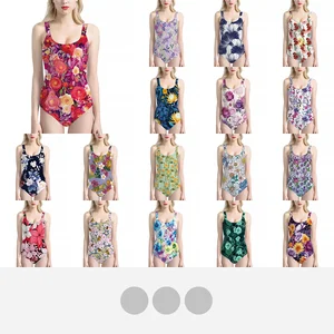 New Lady High Elasticity Slim-Fim Sexy Tank Top Swimsuit Floral Pattern Sandbeach Party Breathable Quick-Dry One-Piece Swimsuit