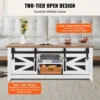 48" Farmhouse Coffee Table 2-tier Rectangle Table with Sliding Barn Doors 4
