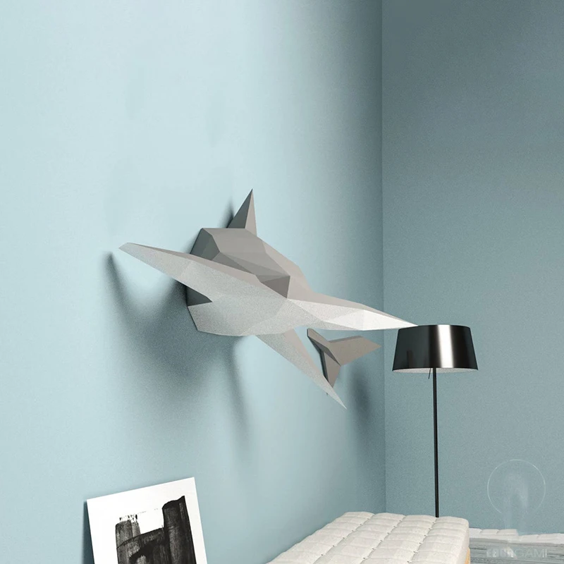 132cm Swimming Shark Paper Model 3D DIY Home Wall Decoration Handmade Hanging Art Papercraft Room Ornament Origami Puzzles Gifts