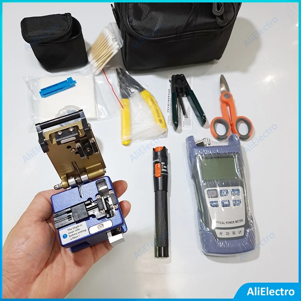 Nuovi Kit Di Strumenti In Fibra Ottica 12Pcs Aua-7 Opm Meter 1Mw 10Mw Vfl Locator Cleaver Fc-6S Skl-6C Millers Pinza Spogliarellista Suit Free Ship