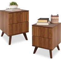 Fluted Nightstand Set of 2, Mid Century Modern 2 Drawer Dresser for Bedroom, Small Dresser Night Stand Side Table End Table 1