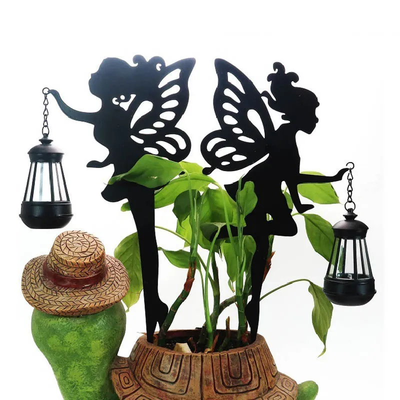 Solar household lawn lamp outside wrought iron flower fairy lantern ornaments to insert garden decoration landscape lamp