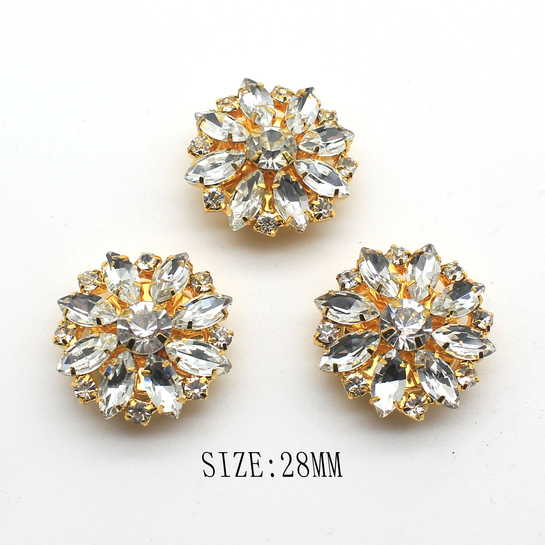 Tynuomi 28Mm 5 Pezzi Bottoni In Metallo Per Cucire Fiori Con Bottoni Con Strass Per Abbigliamento In Metallo Argentato Cucire Su Bottoni Automatici Co