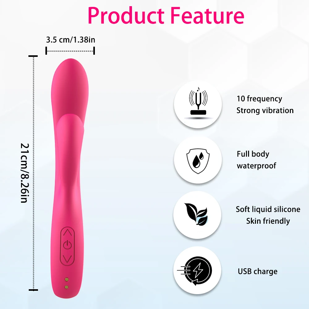 Vibratore a dildo a 10 frequenze, vibratori a coniglio, giocattoli sessuali a bacchetta per donne, masturbatore femminile, doppi motori, punto G, clitoride_voghion.com