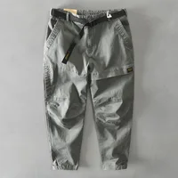 Autumn and Spring New Men Cotton Solid Color Loose Casual Safari Style Pants Pocket Army Green Workwear 1