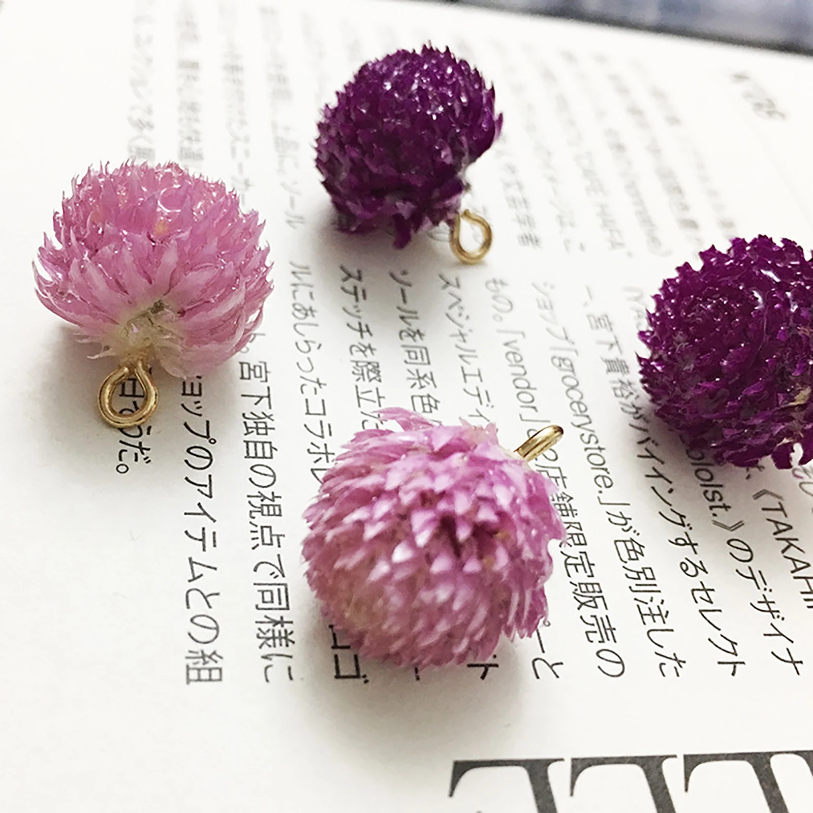 

Handmade Resin Jewelry Real Flower Pendants Pink Purple Dried Flower Charms DIY Earrings Necklace Women Jewelry Making Findings