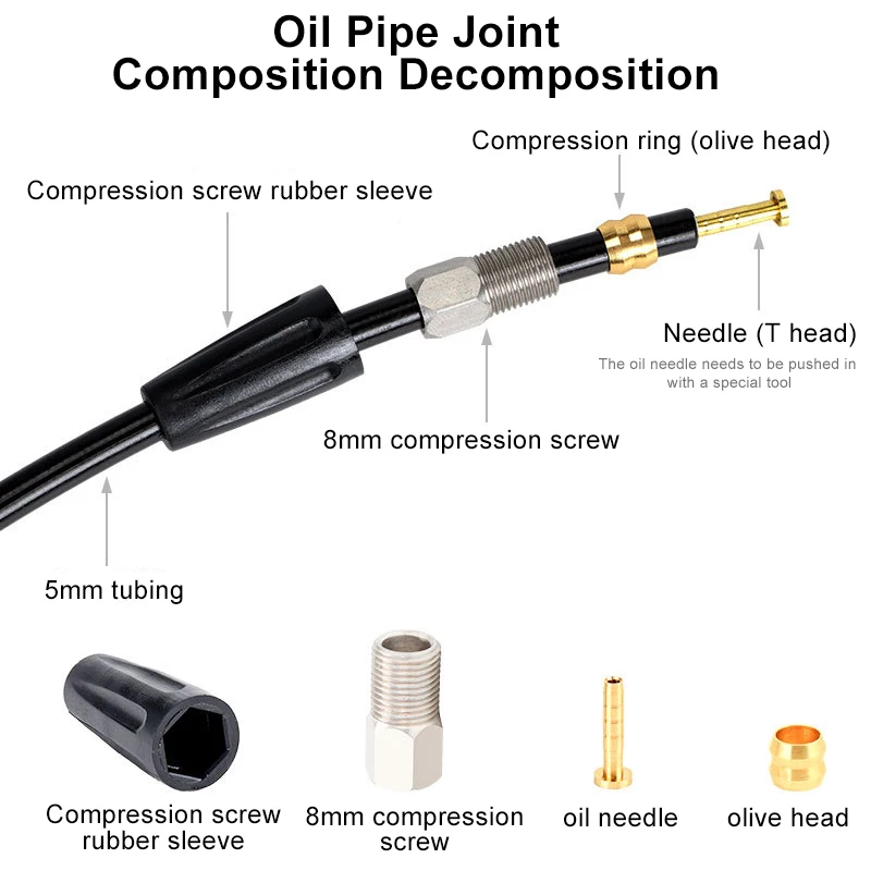 Premium Mountain Bike Brake Hose Connector - Oil Needle & Olive Head Insert