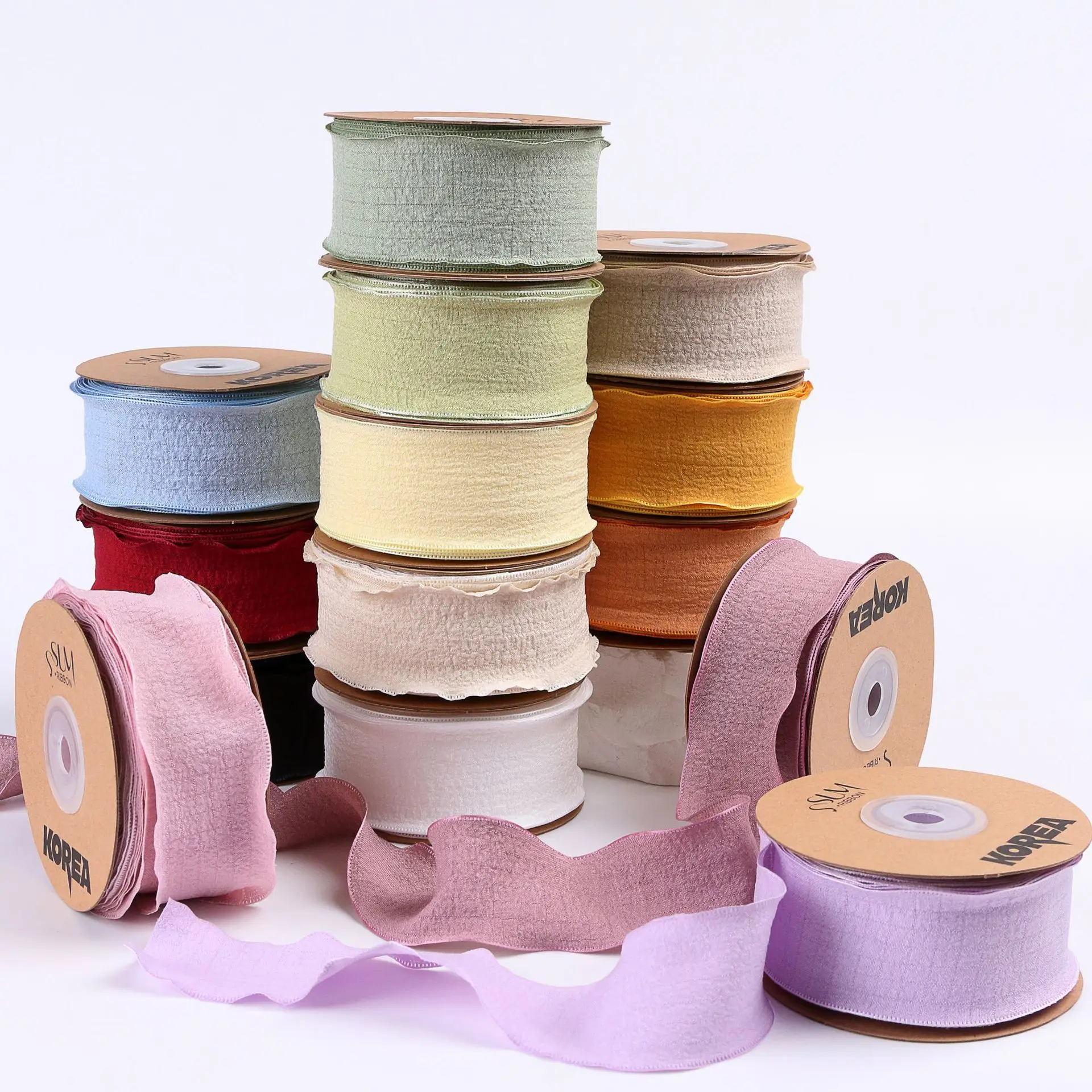 

10 Yards 1.5" 4cm 25mm Wavy Chiffon Ribbon for DIY Hair Bows Hair Accessories Handmade Tape Carfts Flower Gift Packing Materials