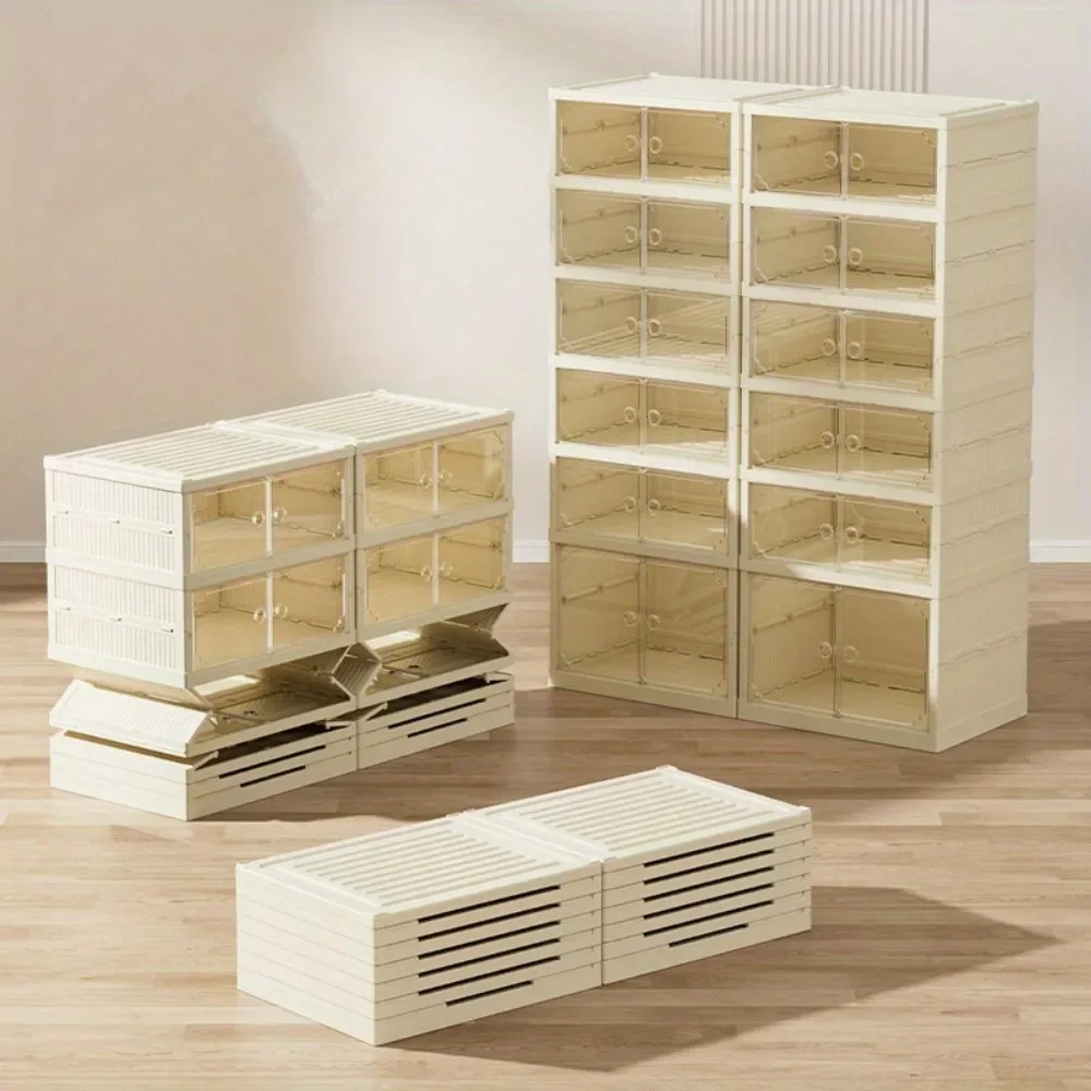 Portable Folding Shoe Rack Shoe Organizer Storage Box With MaClear Door For Closet Entryway Storage Containers Binsgnetic 3