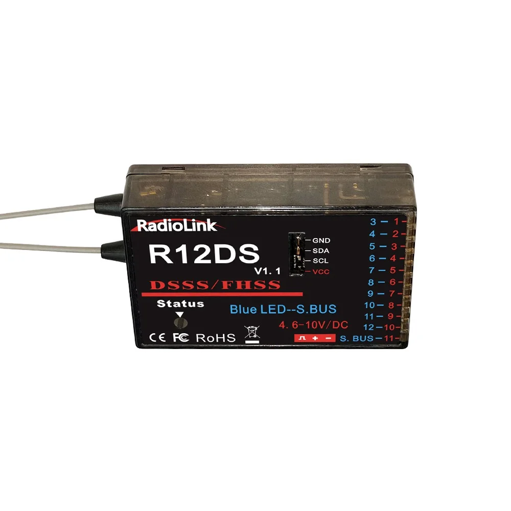 Radio receiver RadioLink R12DS receiver 12CH 12 channel 2.4Ghz for AT9 AT9S AT10 AT10 transmitter aircraft aerial photography device