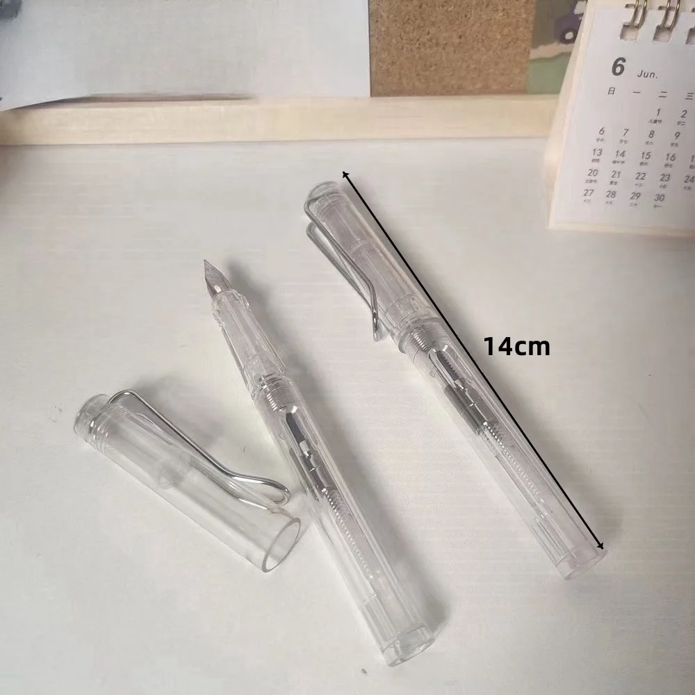 Transparent pen +10 color ink sac, pen can replace ink sac, transparent no printing style ins high appearance level correction p 6