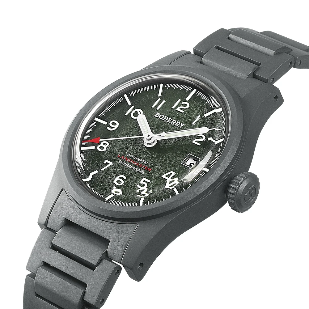 Boderry LANDMASTER Field Watches Titanium Automatic Seiko NH35 Movement Sport 100M Waterproof Outdoor Dive Wristwatch Mens 4