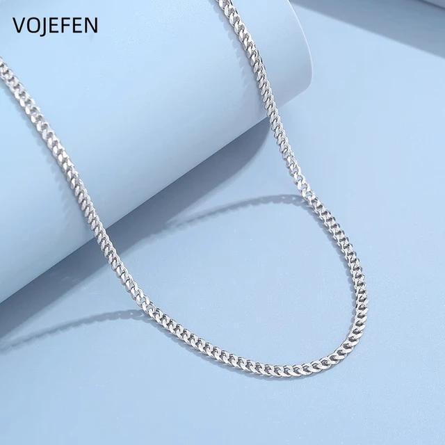 VOJEFEN PT950 Cuban Necklace Fine Jewelry Platinum Real Solid Cuban Chain Women/Men Neck Choker Luxury Accessories Certificate