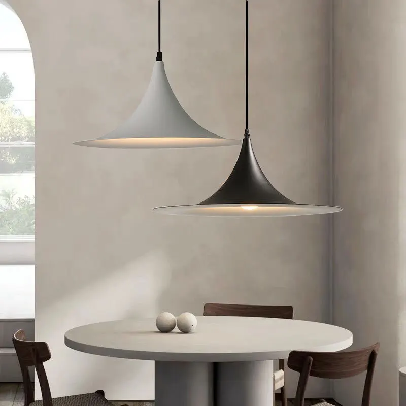 

Minimalist Flying Saucer Metal Horn Pendant Lighting Modern Solid Color Led Lamp for Bedroom Dining Room Home Decor Chandelier