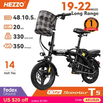 Folding Electric Bike for Adult With Basket 350W Foldable Electric Bicycle 48V 10.4AH Commuting Lightweight Cycling Escooter 1