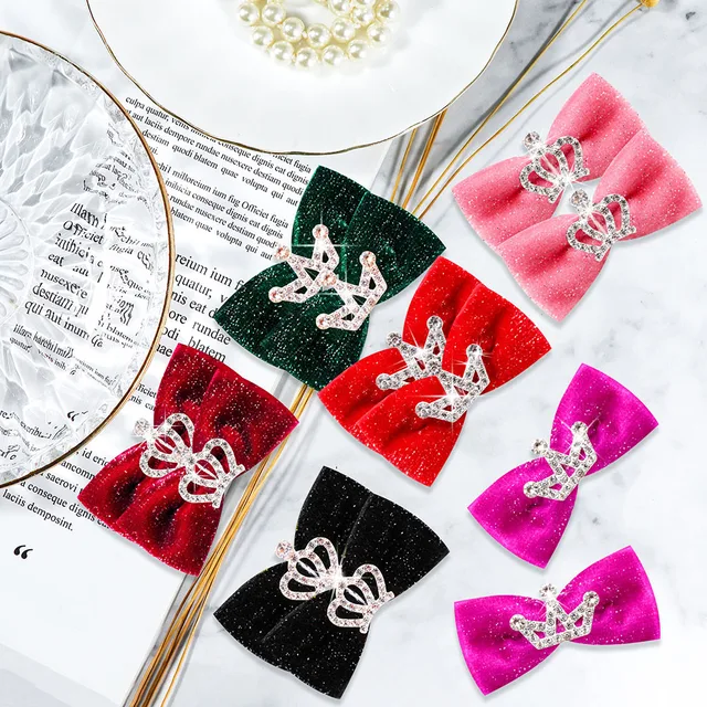 10PCS Fashion Pet Dog Hairpin Crystal Crown Bow Clips for Small Dogs Luxury Puppy Cat Hair Clips Dog Grooming Accessories 6