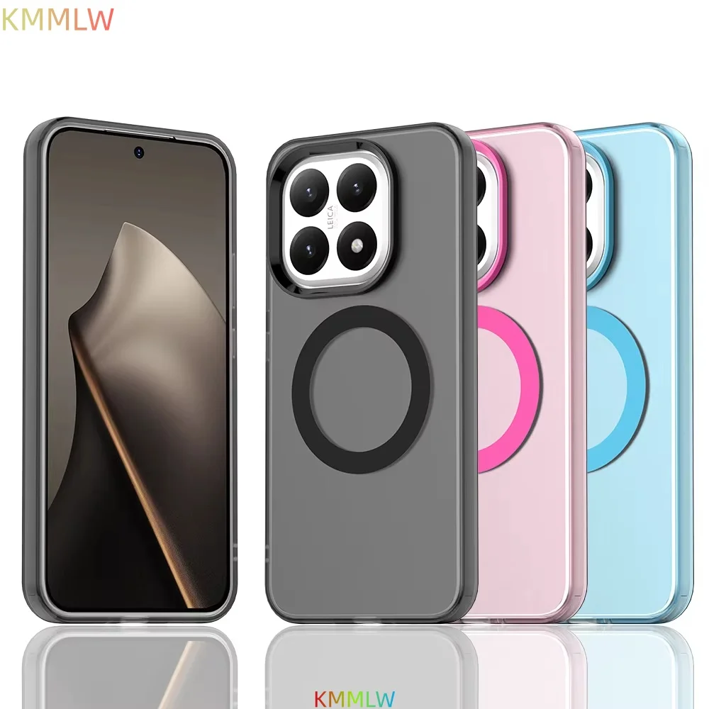 Candy Colors Transparent Magnetic Wireless Charging Case, Back Shell Coque