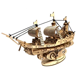 Ocean Sailboat 3D Wooden Puzzle - DIY Model Kit & Handcrafted Home Decor Gift (Ocean sailboat)