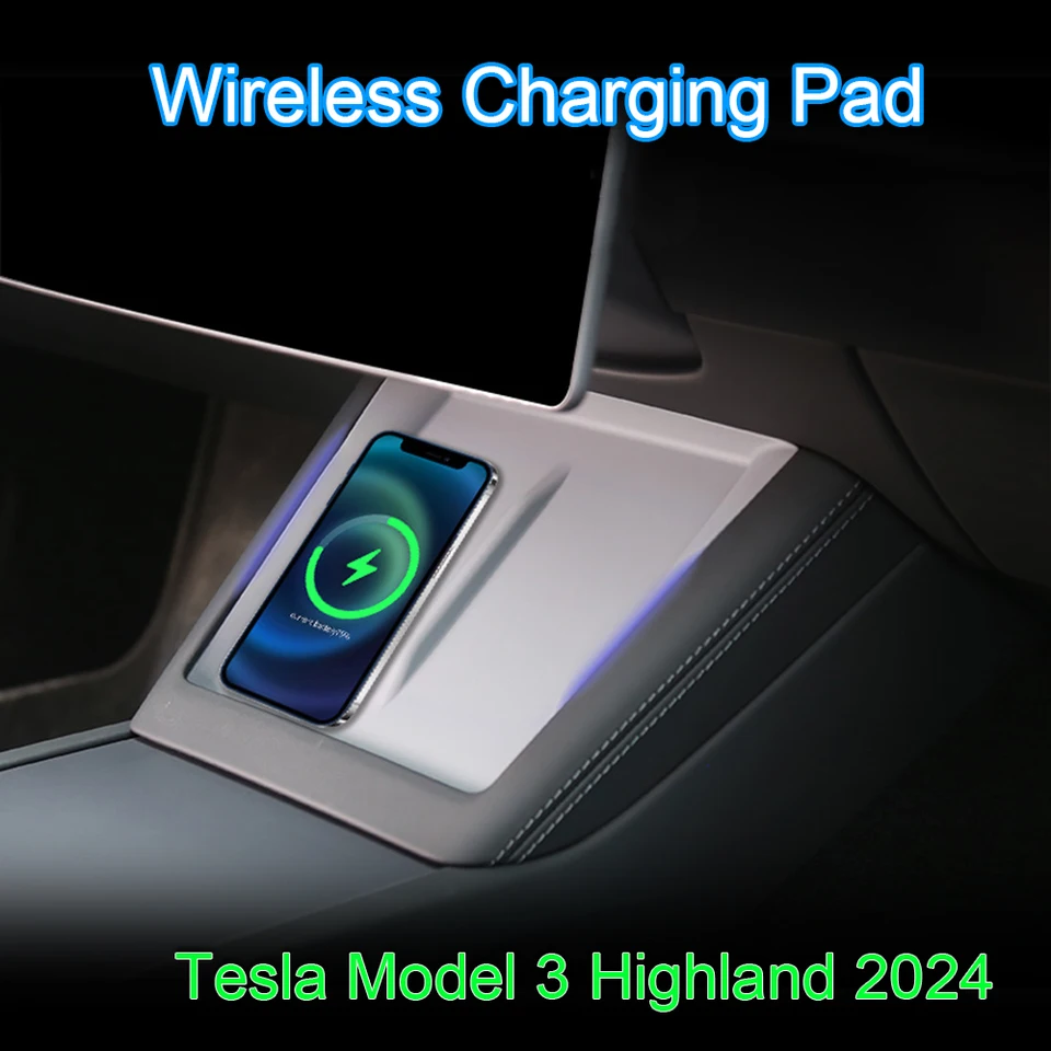 Tapis De Chargement Sans Fil En Silicone, Antidérapant, Anti-poussière, Accessoires De Voiture, Pour Tesla Modèle 3 Highland 2024 Modèle Y Juniper 2025-up