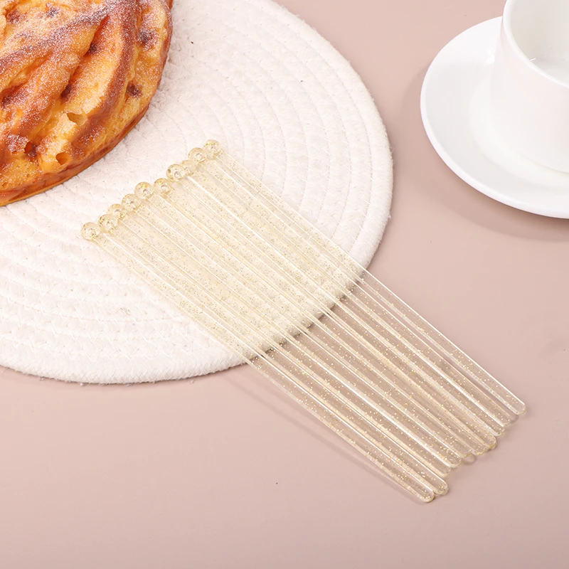 

10 шт. золотые блестящие пластиковые палочки для пирожных, хрустальные пирожные, Коктейльные, кофейные напильники, палочка для пирожных, мешалки для вина, инструменты для бара