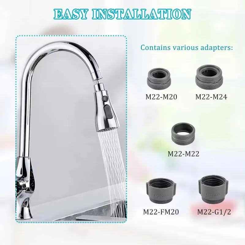 Kitchen Faucet Head Replacement Parts ABS Black Silver Tap Pull-out Shower Sprayer Nozzle Faucet Spouts Accessory 4