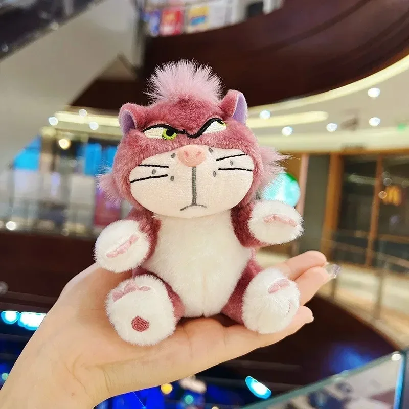 디즈니 귀여운 루시퍼 고양이 키체인 애니메이션 영화 봉제인형 부드러운 루시퍼 고양이 플러시 소녀 키체인 생일 선물 가방 펜던트 선물