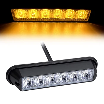 6 LED Emergency Strobe Lights Amber Vehicle Surface Mount Flashing Signal Light Beacon Car grille light daytime running light 1