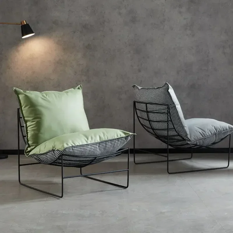 

Small Sofa Single Minimalist Light Luxury Wrought Iron Chair Leisure Bedroom Balcony Nordic Style Apartment