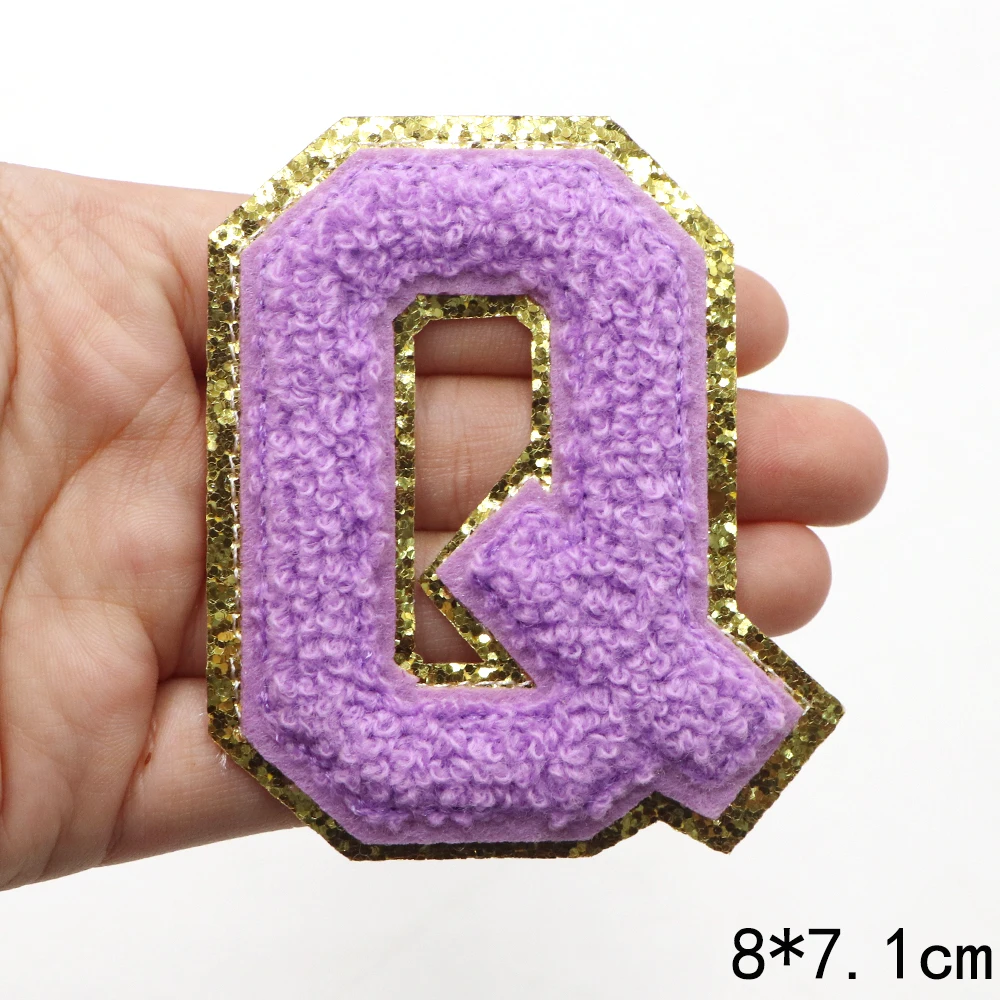 1 Stück 80 mm lila A-Z Englisch Chenille bestickter Aufnäher zum Aufbügeln für Kleidung, Taschen, DIY-Namensschild, Alphabet-Patches, Dekoration – Detail 20