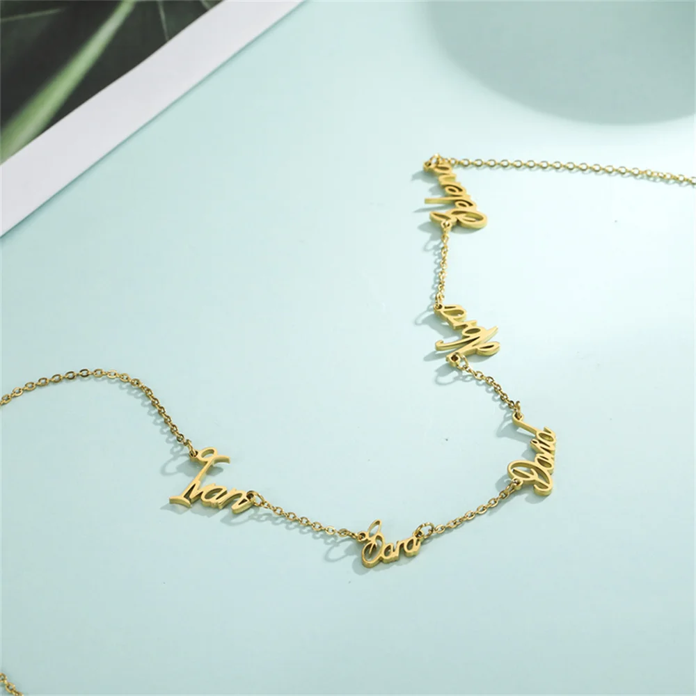 Personalisierte Halskette mit mehreren Namen für Frauen, individueller Namensschmuck, Edelstahl-Halsband, Box-Kette, Geschenk für Freunde und Familie – Detail 13