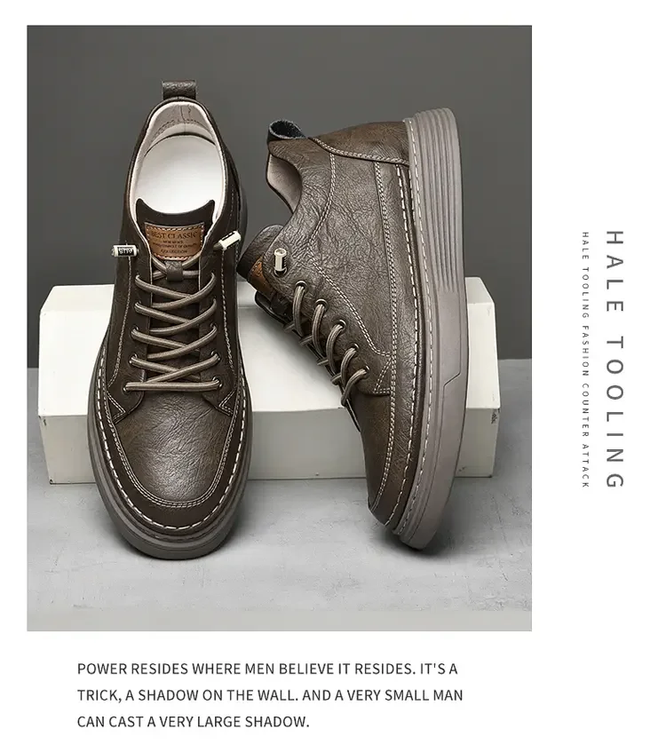 Description Picture 6 of itemGenuine Leather Heightening Shoes Elevator Shoe Height Increase Footwear Men Height Increase Insole 6CM Men Sneakers Skate Shoes