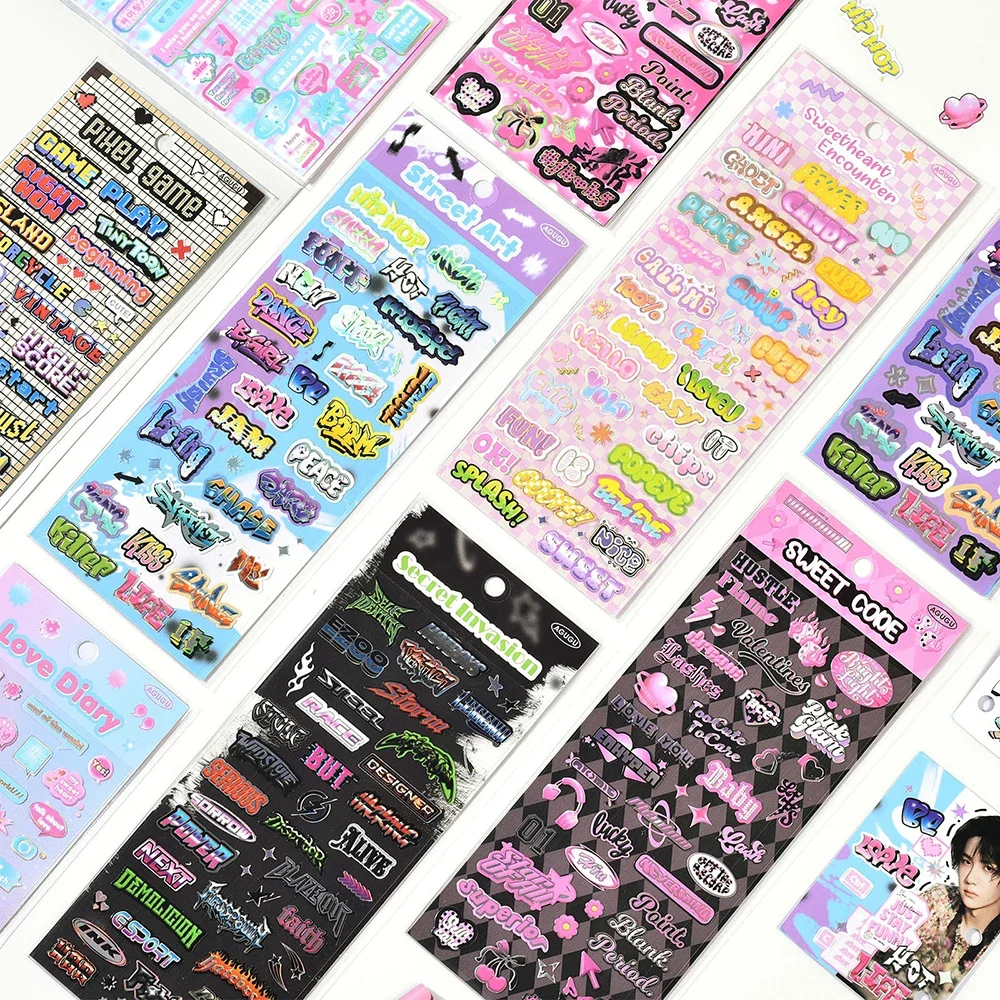 

Creative Goo Card Text Series Stickers DIY Handbook Material Decoration Collage Stickers Stationery